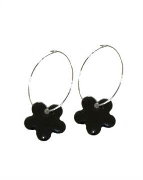 Køb øreringe med sorte blomster
